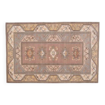 1970s Turkish Oushak Handmade Wool Cotton Brown Area Rug 183x248