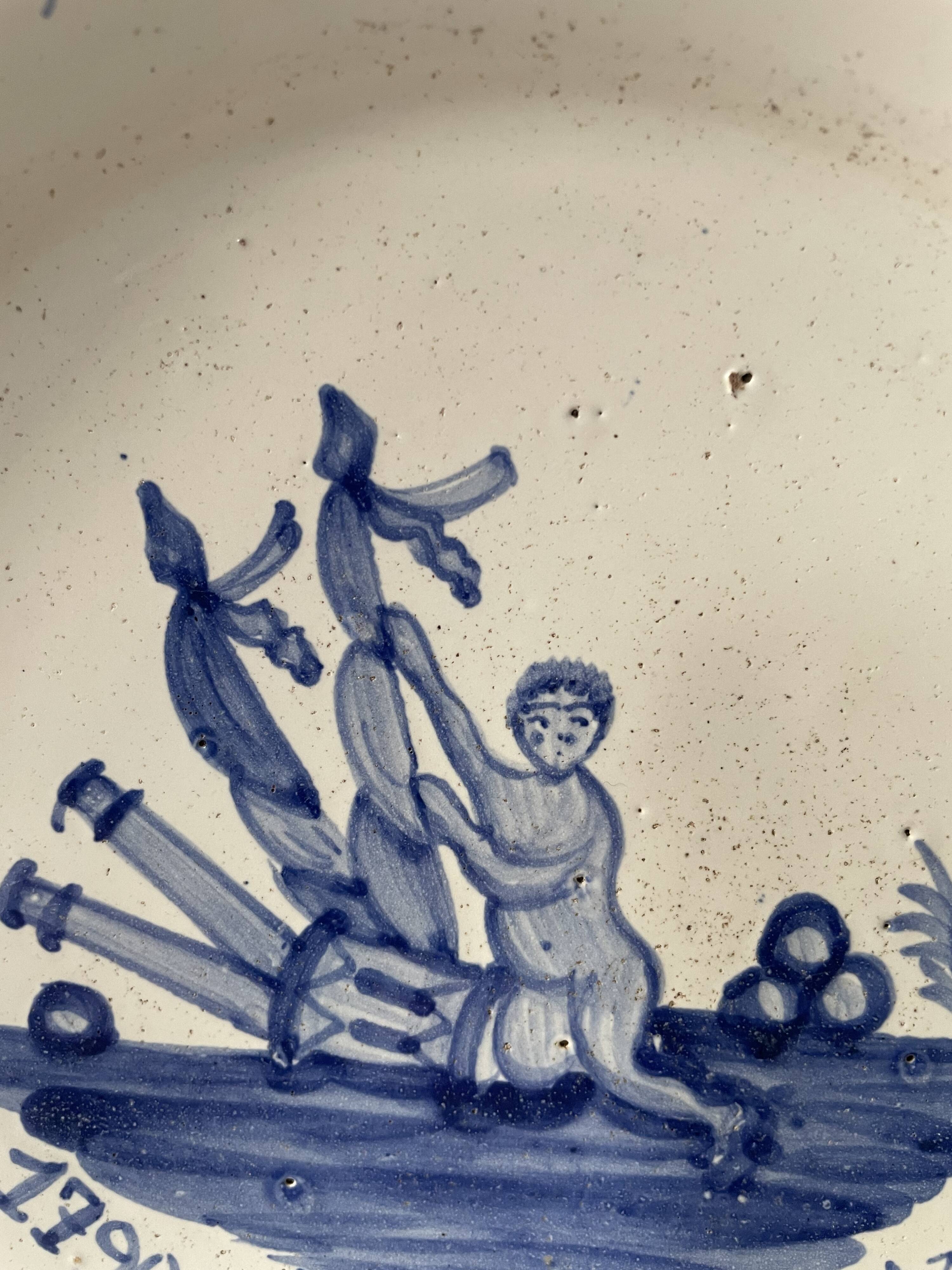 Nevers earthenware patronymic plate
