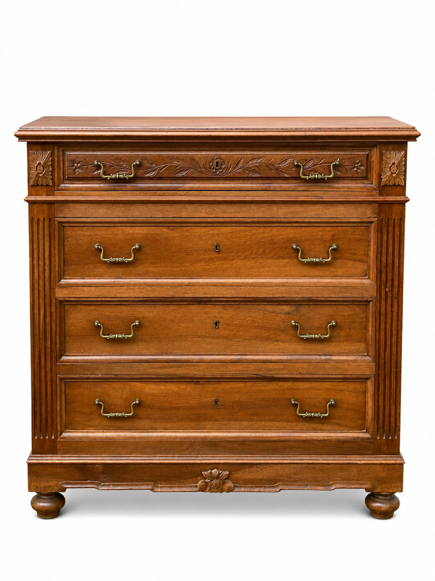 Commode Néo-Renaissance Henri II avec marbre rouge