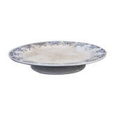 Plat sur piédouche en faïence Creil Montereau HBCM modèle tolga diam 22 cm