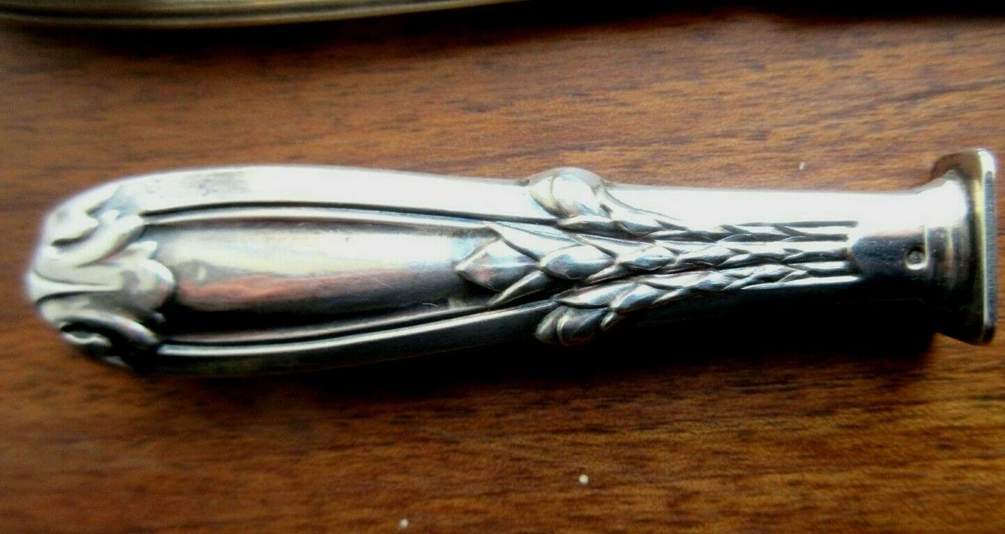 Office adornment, paper cutter, pen holder, seal, Art Deco silver metal