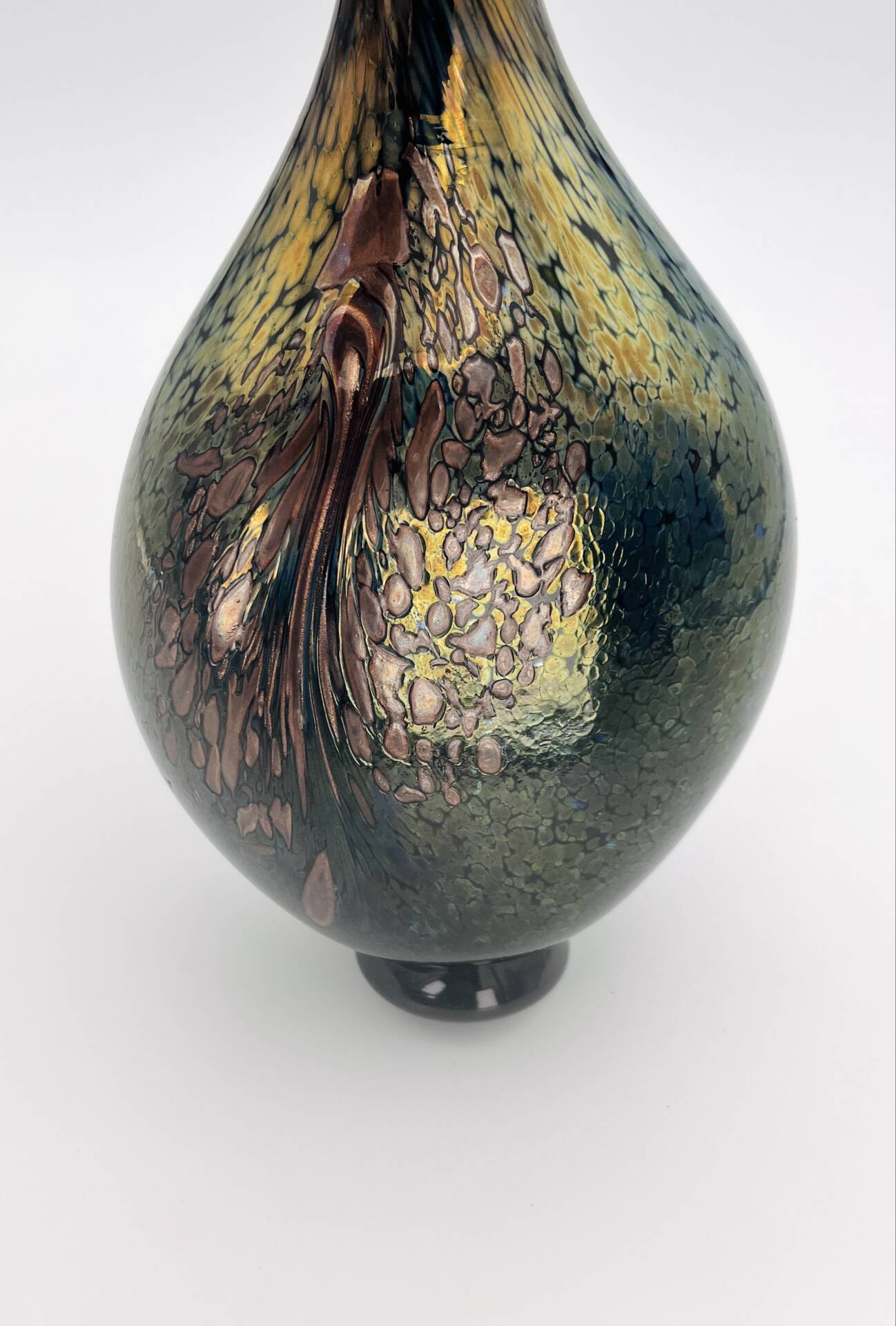 Vase R Pierini Studio Glass 1984 Copper 27cm Mineral Inclusions Signed
