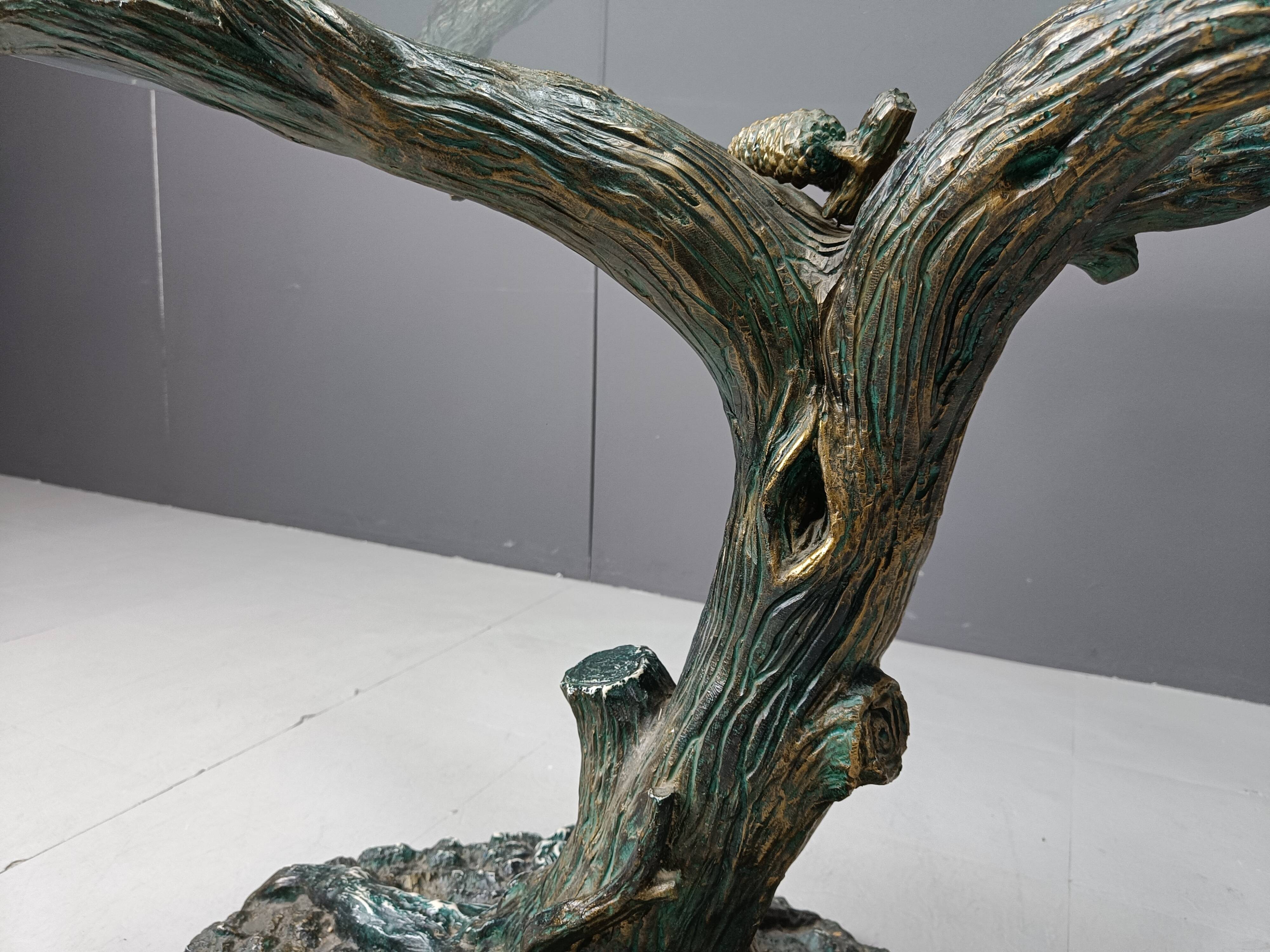 Table à manger vintage en forme d'arbre sculpté, années 1970