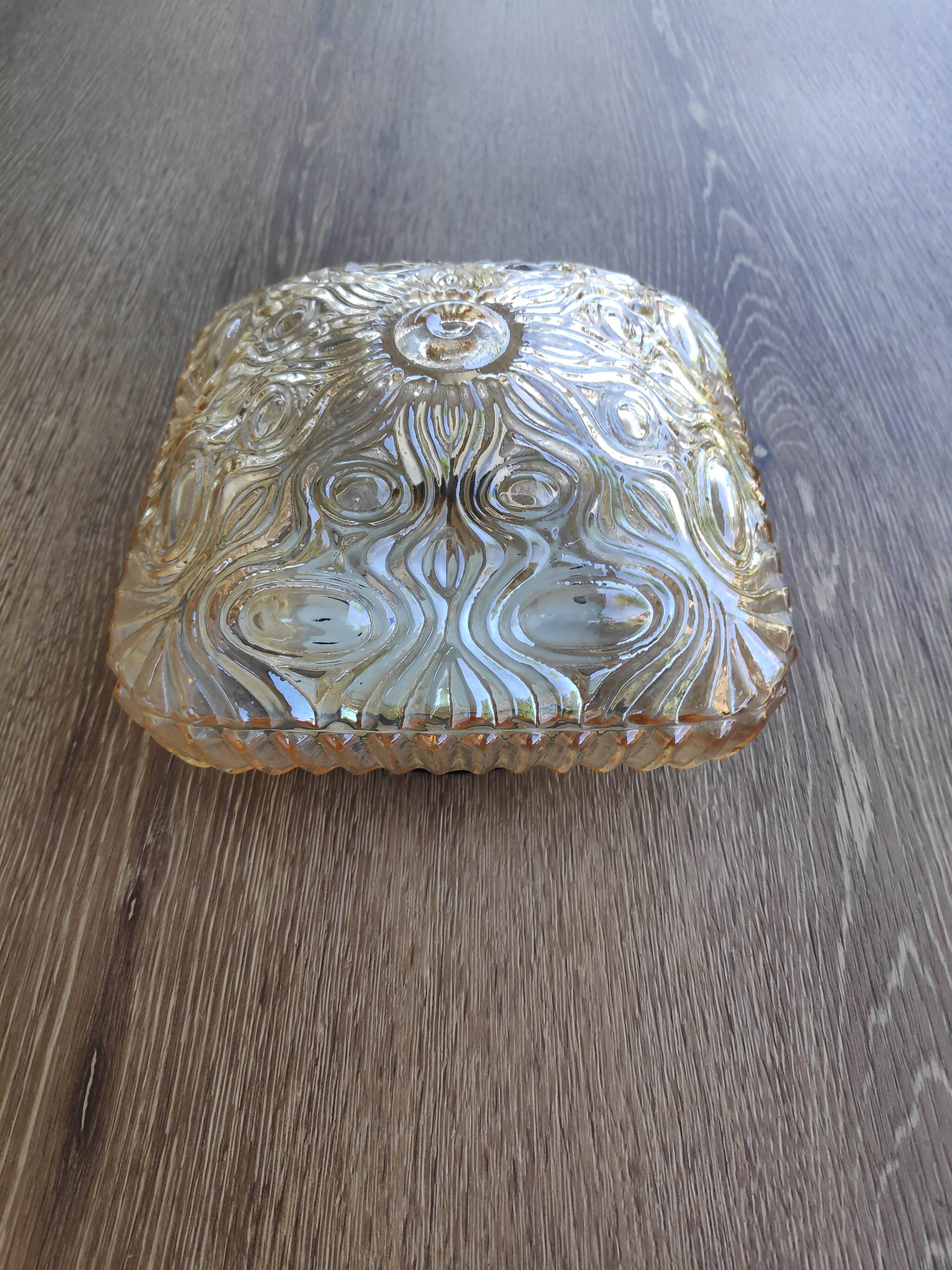 Amber ceiling light in thick glass