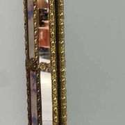 Small Spanish brass & mosaic mirror with stained pink glass, 1980s