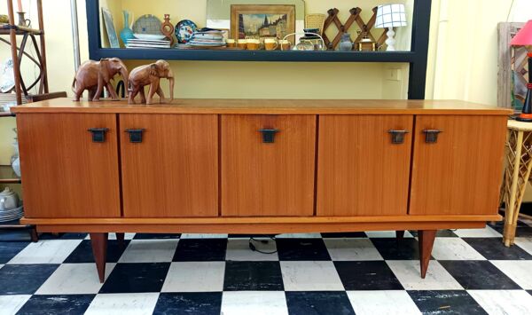 Enfilade en teck et cuir par Malora 1955