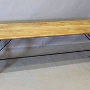 Large Industrial Console Walnut Top Cast Iron Base