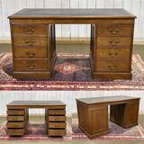 Early 20th century English flat desk in oak
