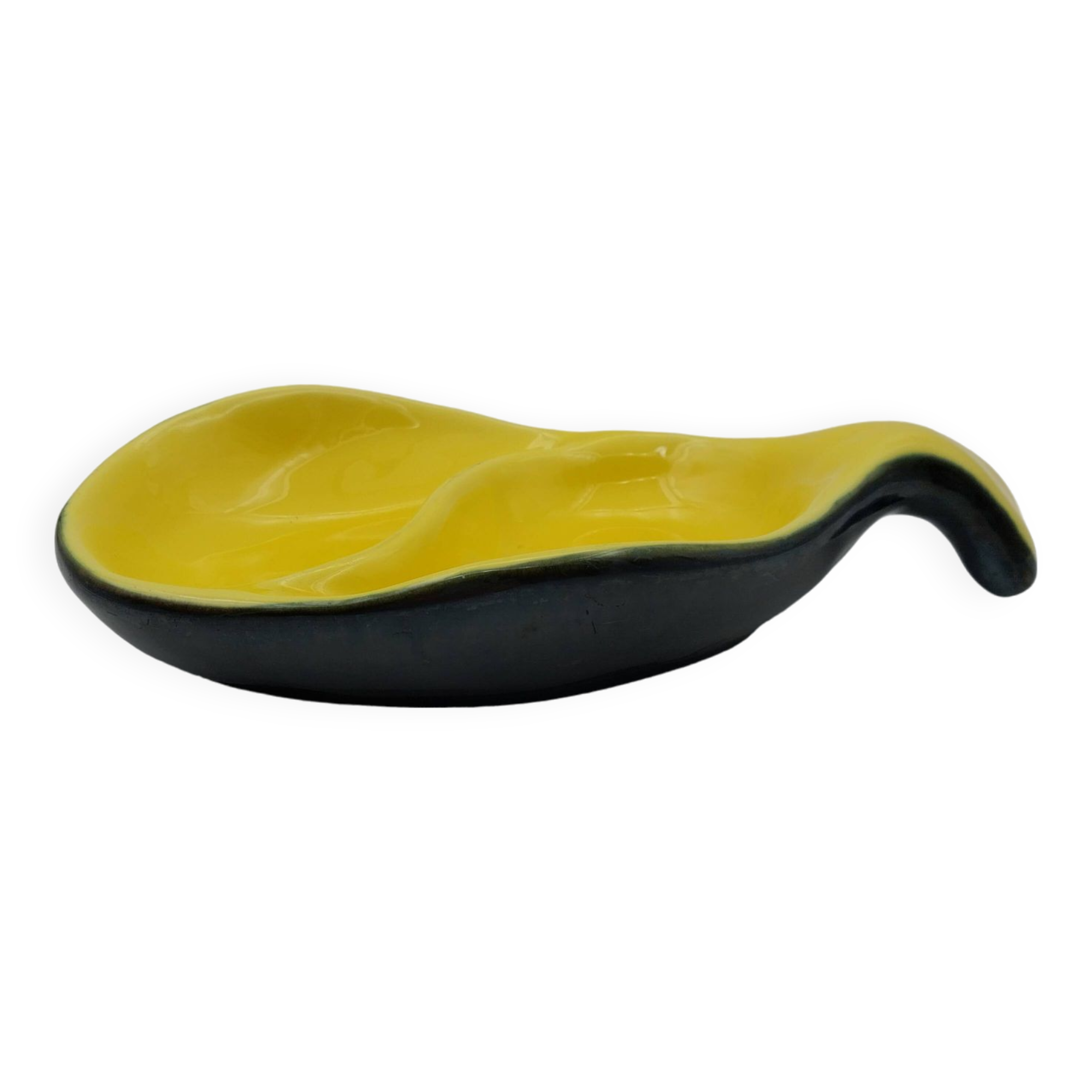Black and yellow ceramic empty pocket cup dlg Chambost Jouve Elchinger
