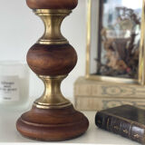 Wood and brass candle holder 1970