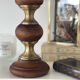 Wood and brass candle holder 1970
