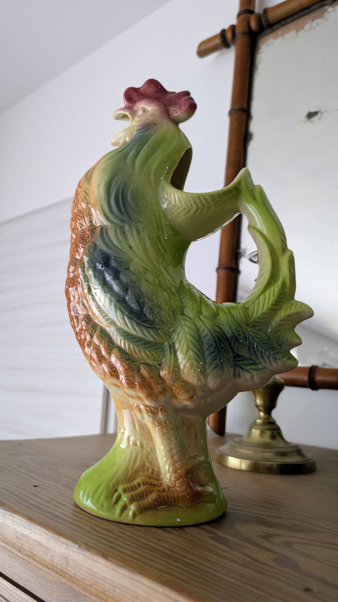 Large vintage rooster jug Saint-Clément country house spirit