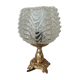 Golden metal foot lamp, twisted glass, vintage