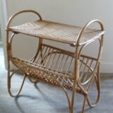 Rattan side table with range records or journals