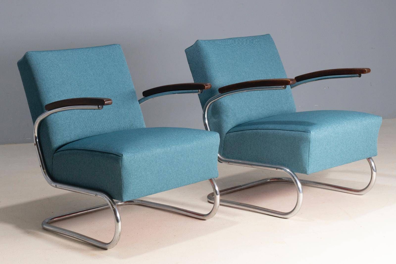 Armchairs set, mid-century, S 411 model, 1950s