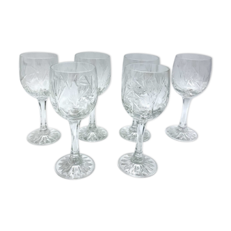 Six crystal glasses, Poland, 1960s
