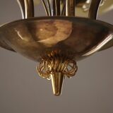 Brass and Glass Mid-Century Chandelier by Itsu, Finland, 1950s