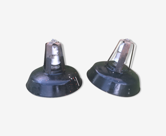Paire de suspensions industrielles émaillées