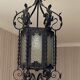 Vestibule lantern, hall, wrought iron entrance & cathedral glass, 80 cm pendant light