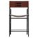 Contemporary classic bar stool with a dark brown leather backrest and black metal.