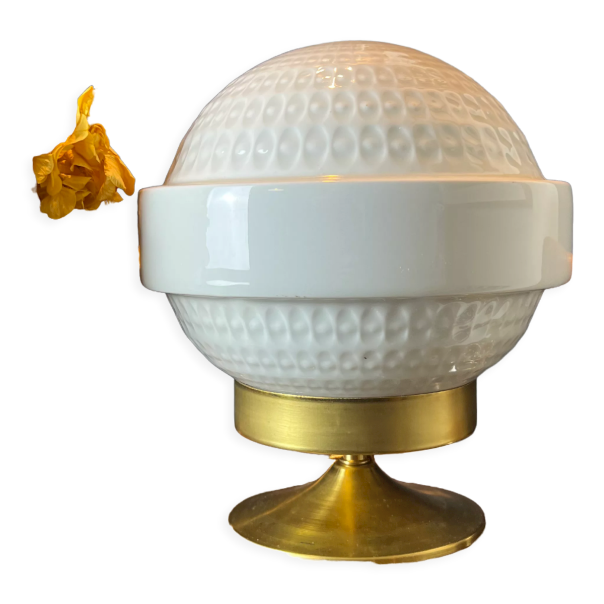 Vintage table lamp large porcelain globe Bernardaud Limoges J.J Prolongeau - Circa 1960