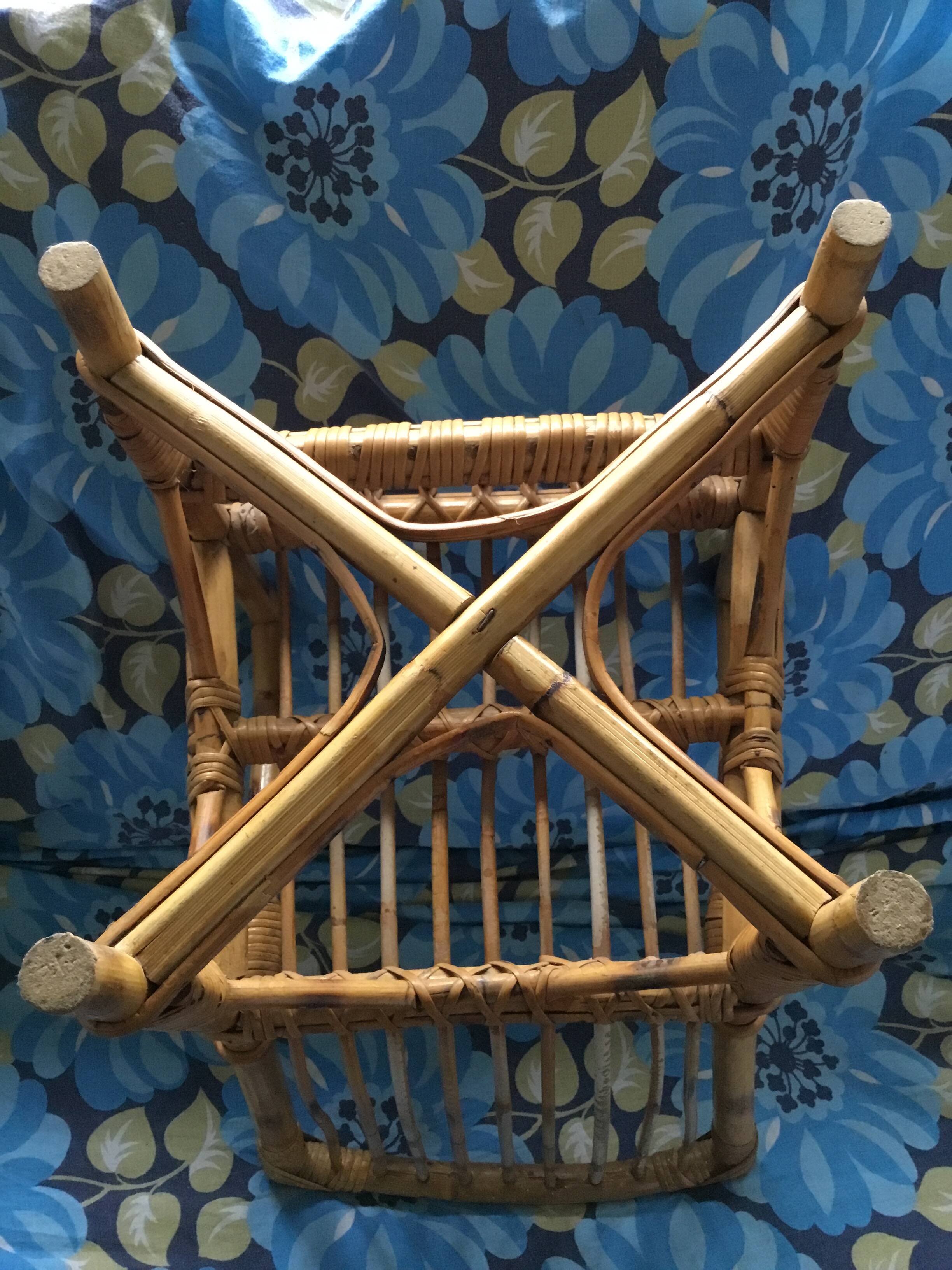 Vintage wicker and rattan children's armchair