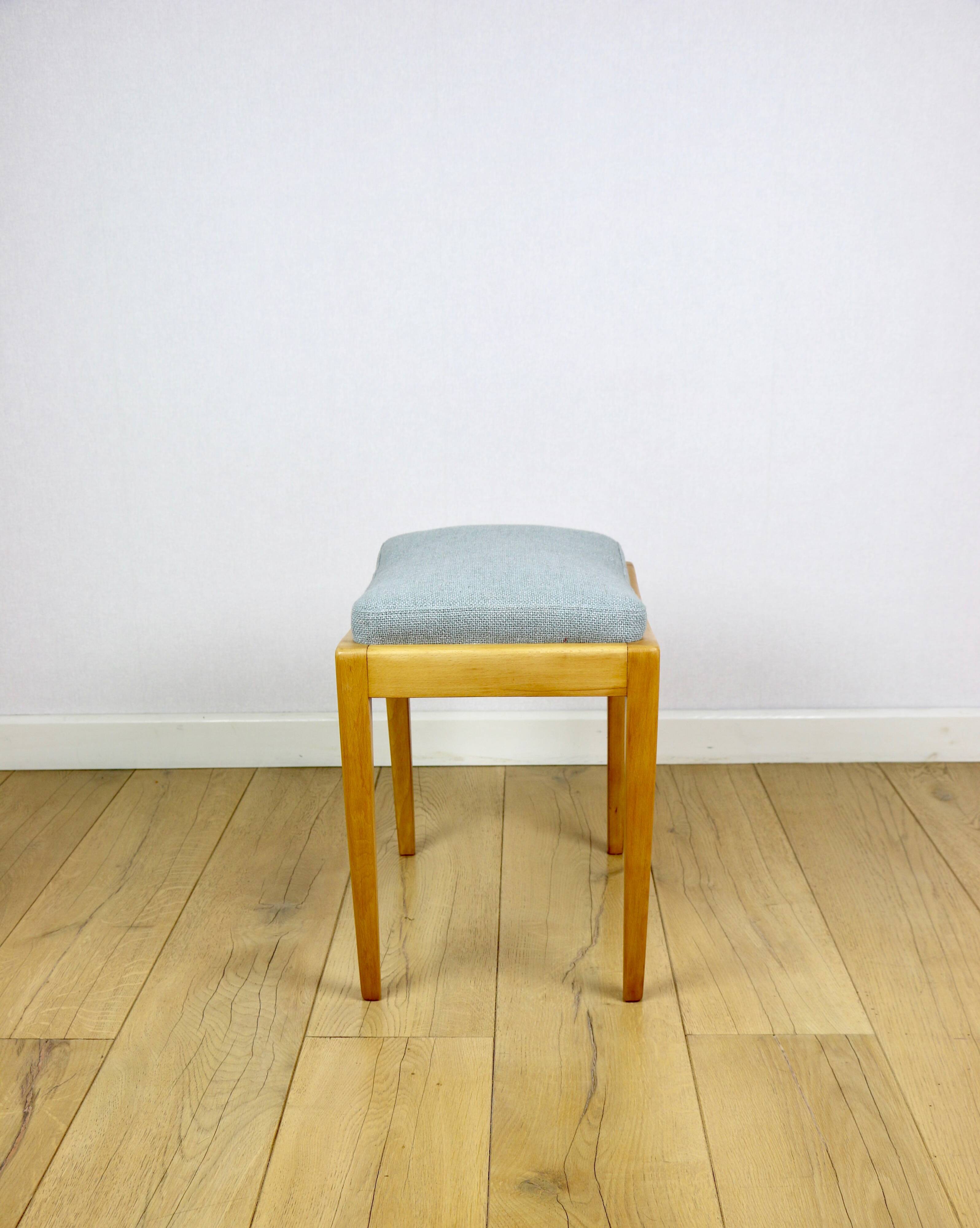 Stool seat light blue natural fabric Art Deco - 2 pieces available