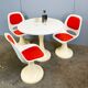 Vintage set of 3 tulip chairs and table, plastic, 70s