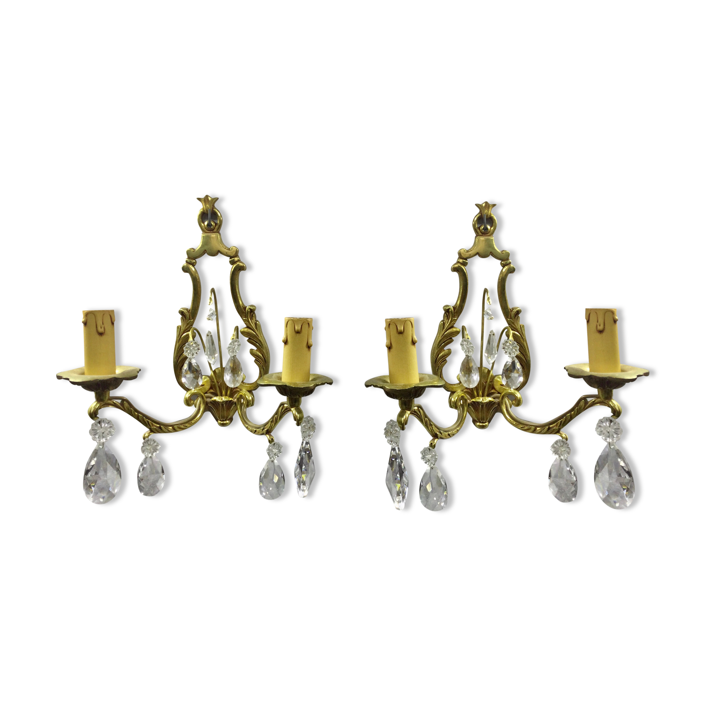 Pair of Wall Lamp Bronze And Crystal 2 Lights