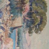 Tableau aquarelle vue du Cap d'ail par Émile Gauffriaud