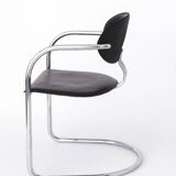 Effezeta chair, tubular chrome structure and black faux leather, made in Italy.