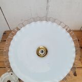 Serrated opaline hanging lamp