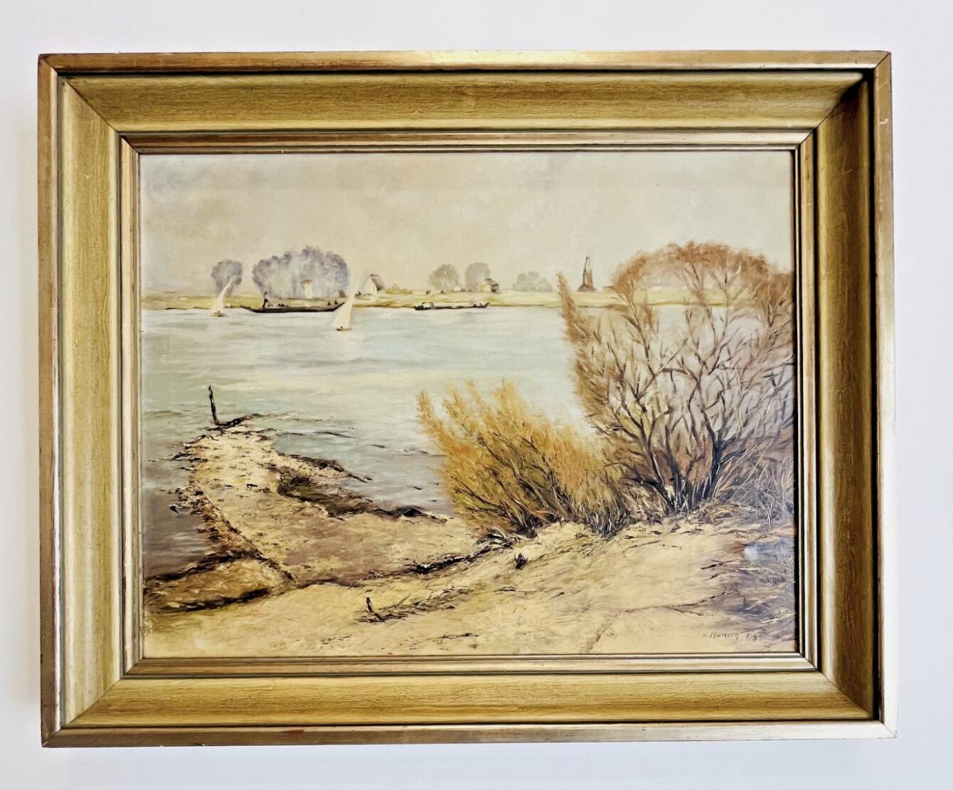 Oil on canvas signed K. Mattern 1954 lake landscape - 512024