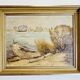 Huile sur toile signée K. Mattern 1954 paysage lac - 512024