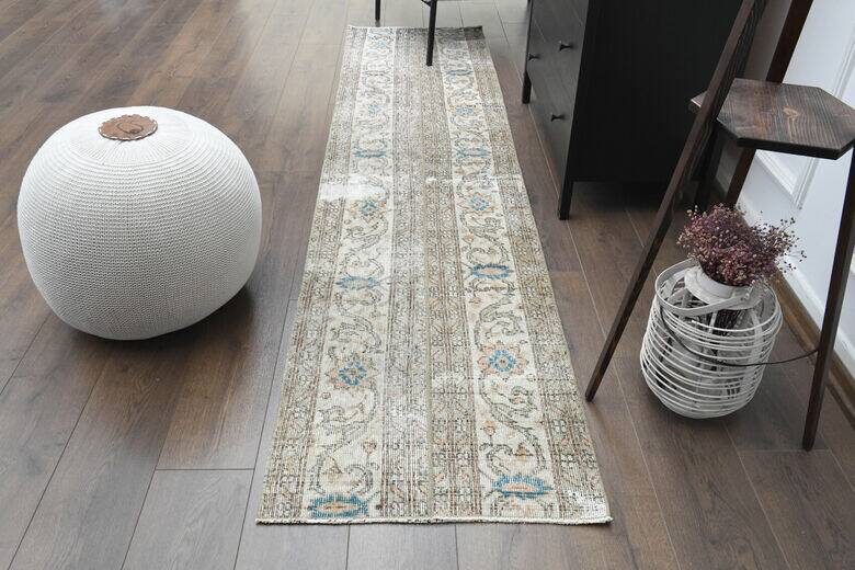 Vintage Oushak runner rug, staircase decoration 64x273.