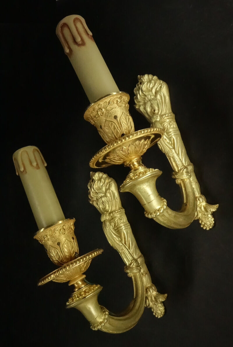 Pair of torchlight sconces Louis XVI style of the nineteenth