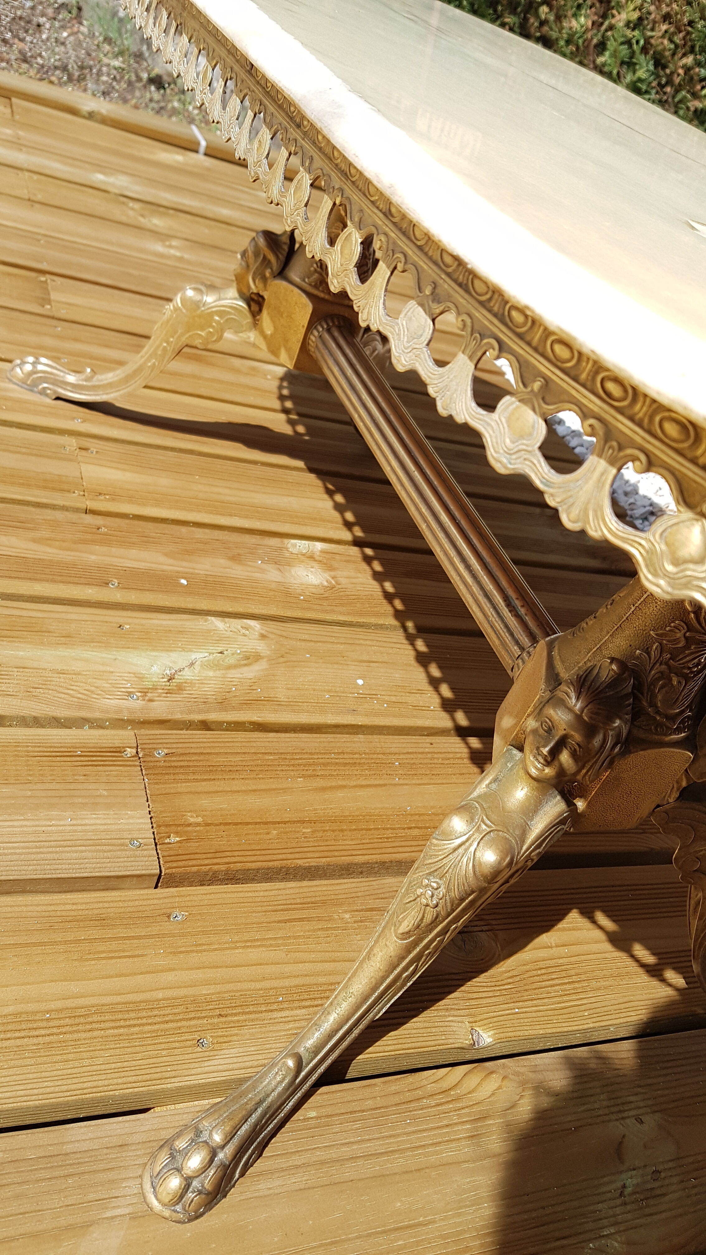 Brass and marble coffee table
