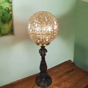Large wooden table lamp with Glass lampshade