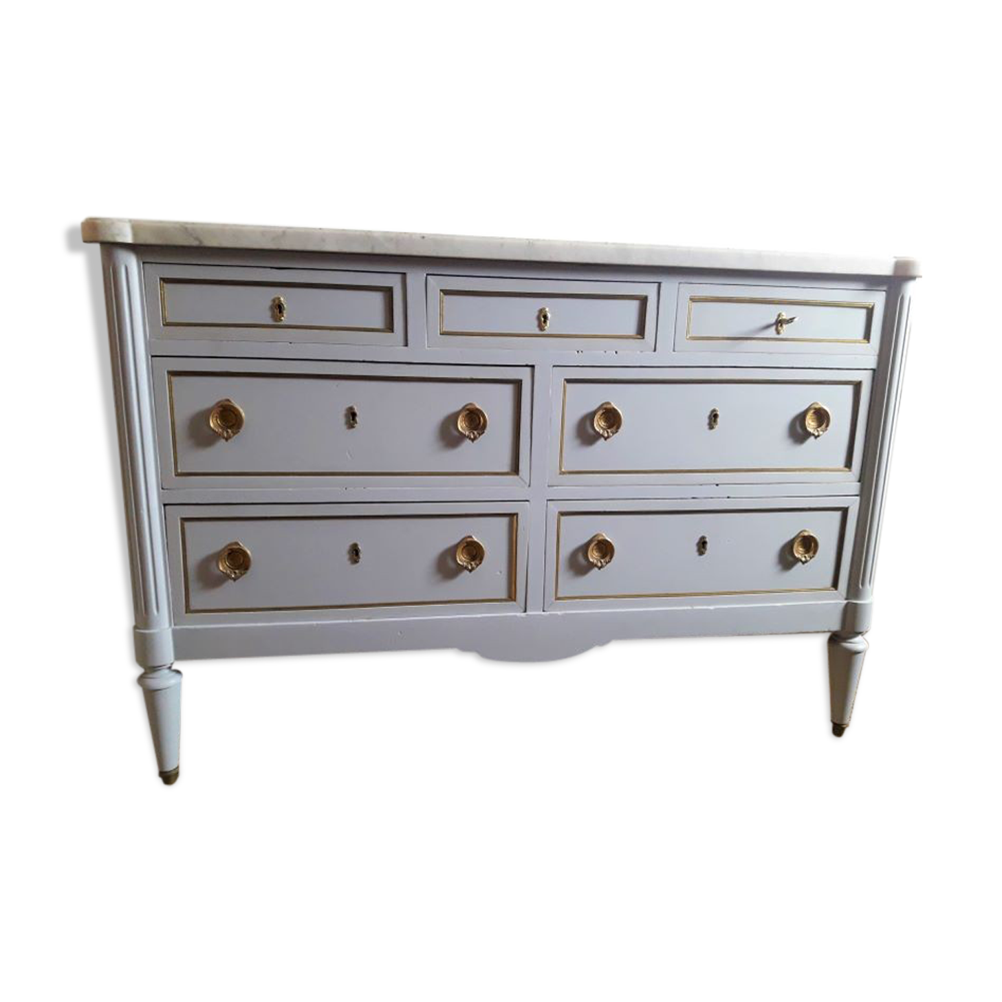 Commode ancienne style Louis XVI peinte dessus marbre