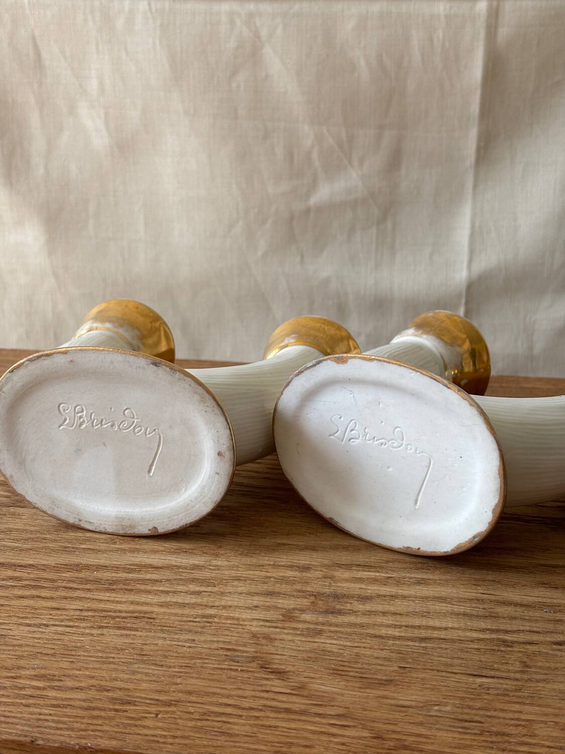 Ceramic candlesticks, Lucien Brisdoux (1878-1963)