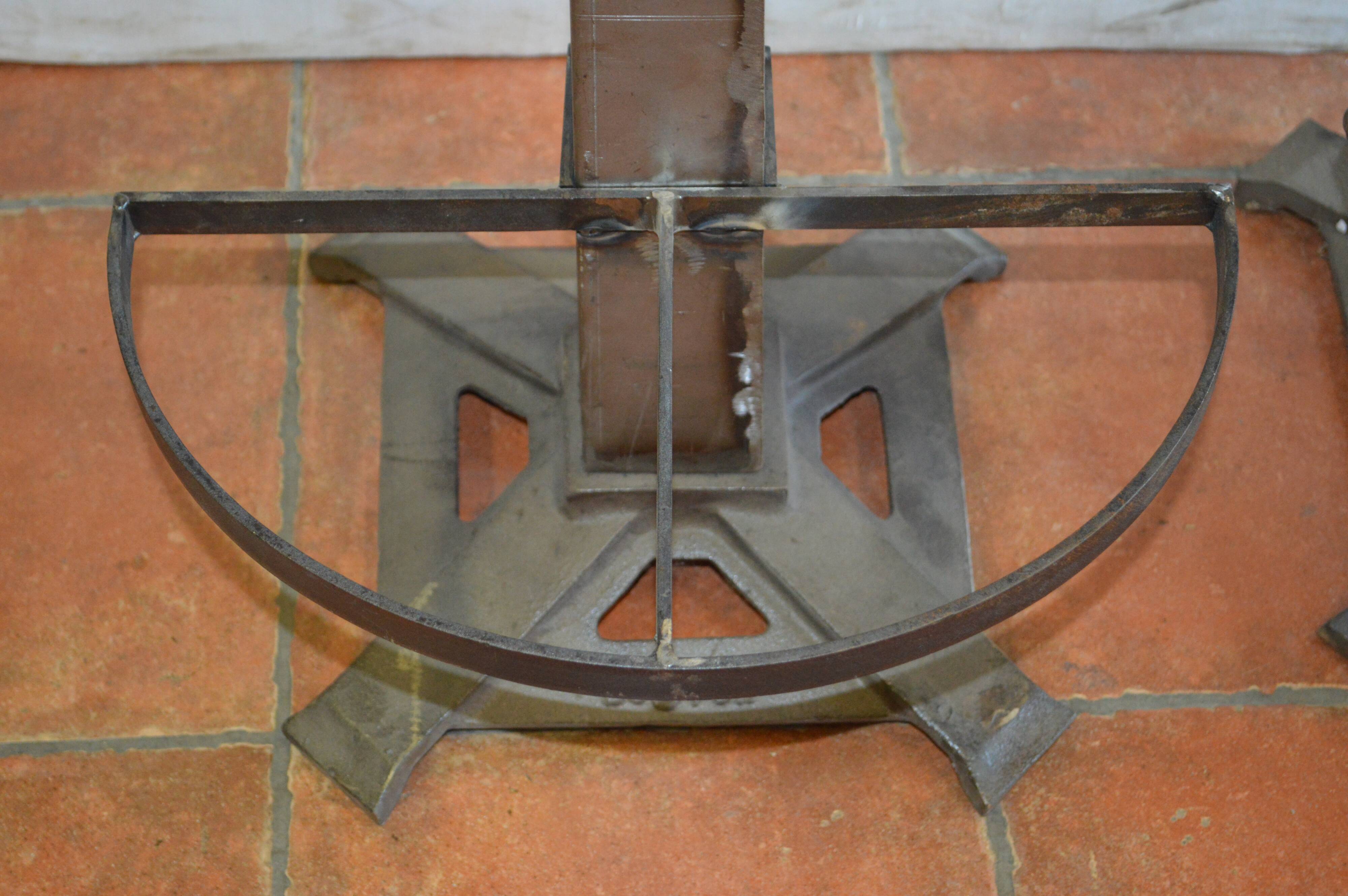 Industrial iron and leather bar stools