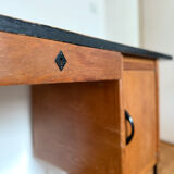 Vintage 1960s desk in oak and black metal – modernist spirit