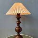 Vintage wooden table lamp with pleated shade