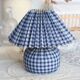 Jacadi vintage bedside lamp in blue and white tartan fabric