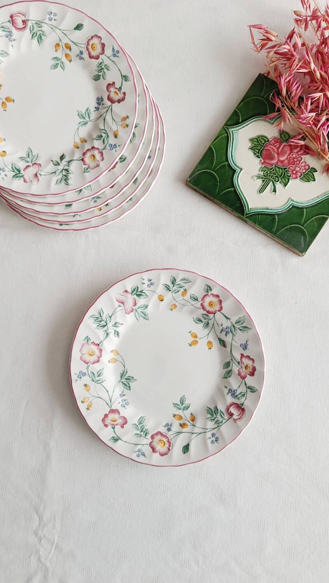 Set of 6 dessert plates Churchill, briar rose