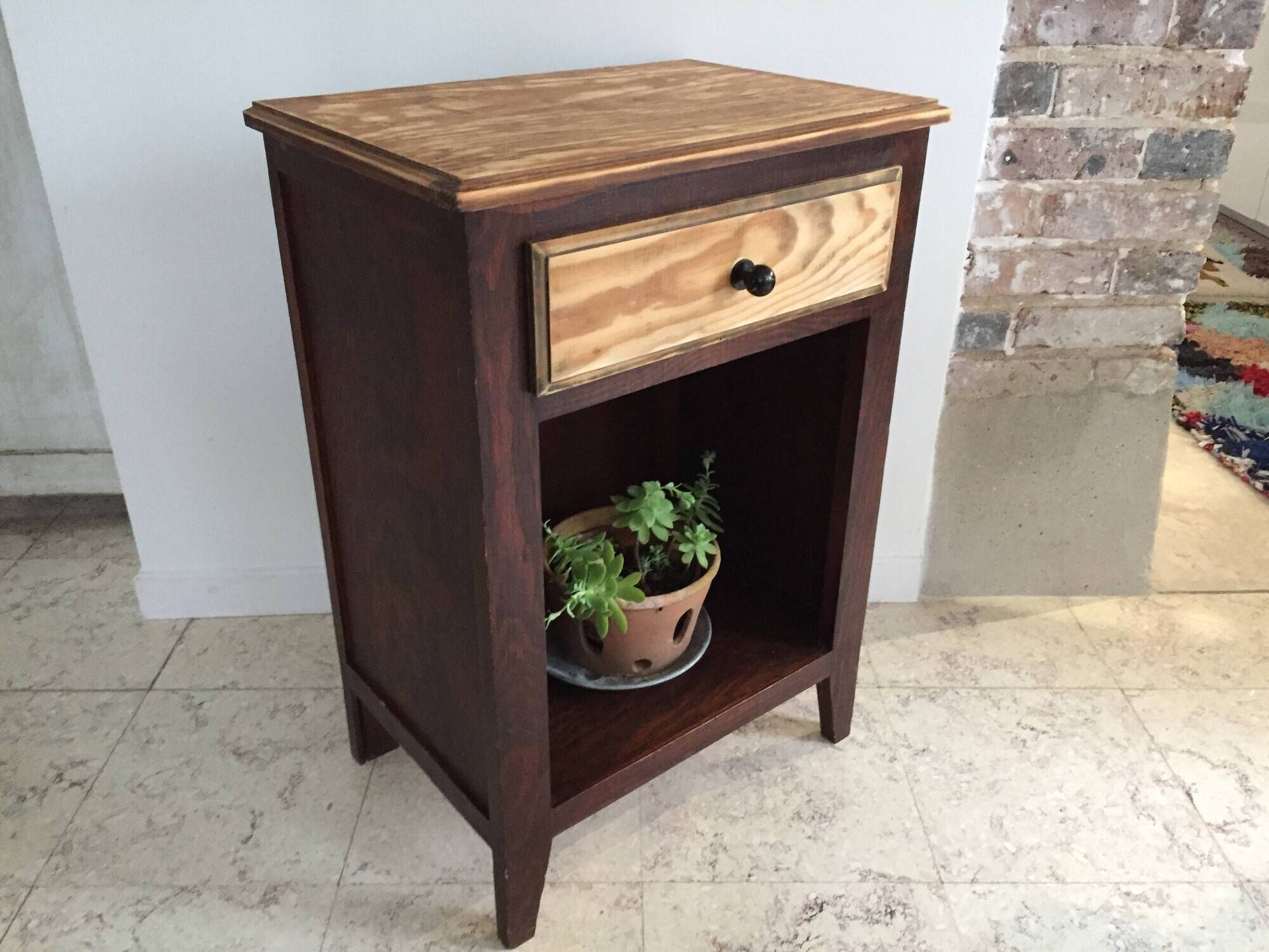 Vintage Bedside Table Compass Legs