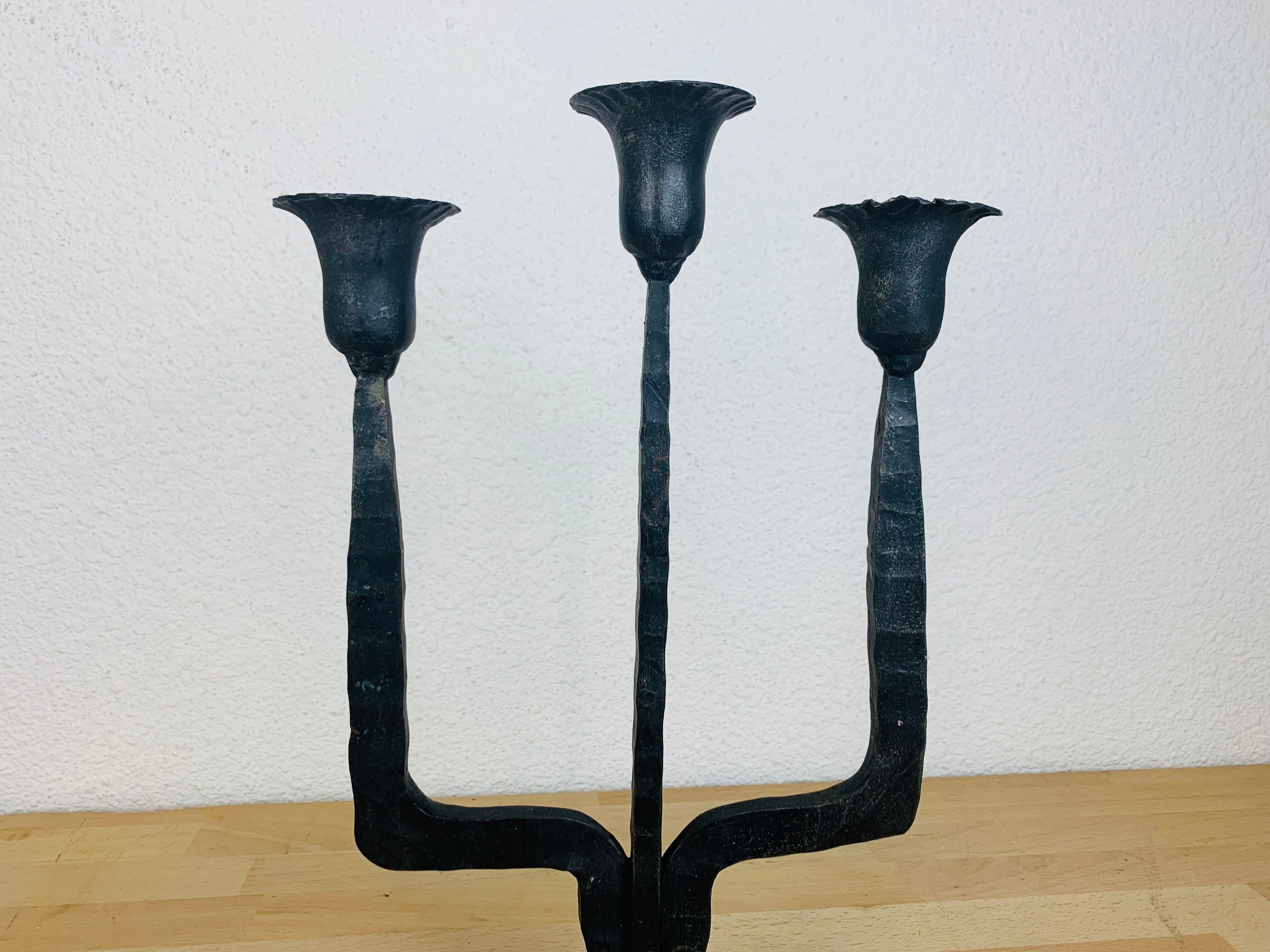 Brutalist wrought iron chandelier