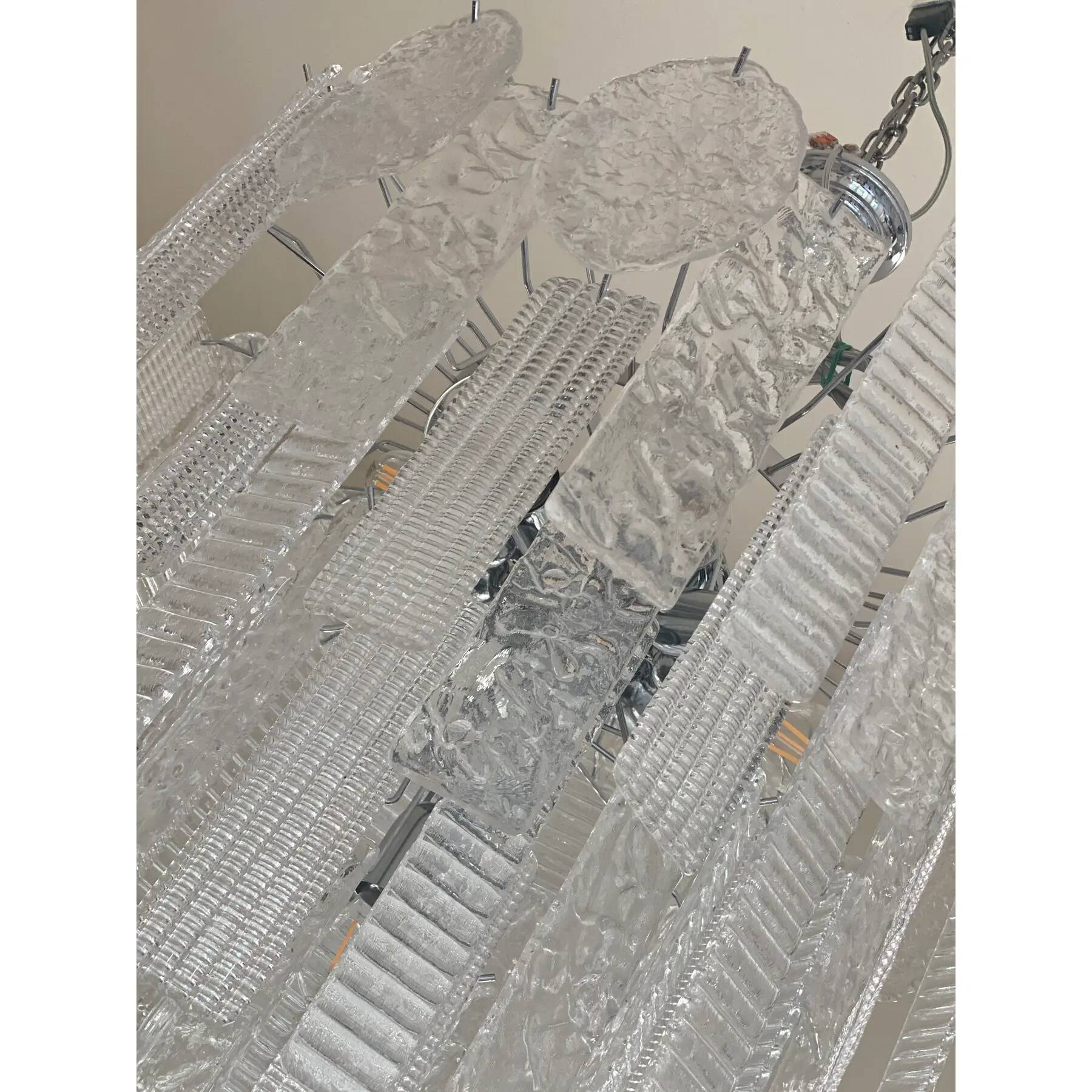 Art Deco Murano Glass Style Chandelier Clear Italian Sputnik Art by SimoEng