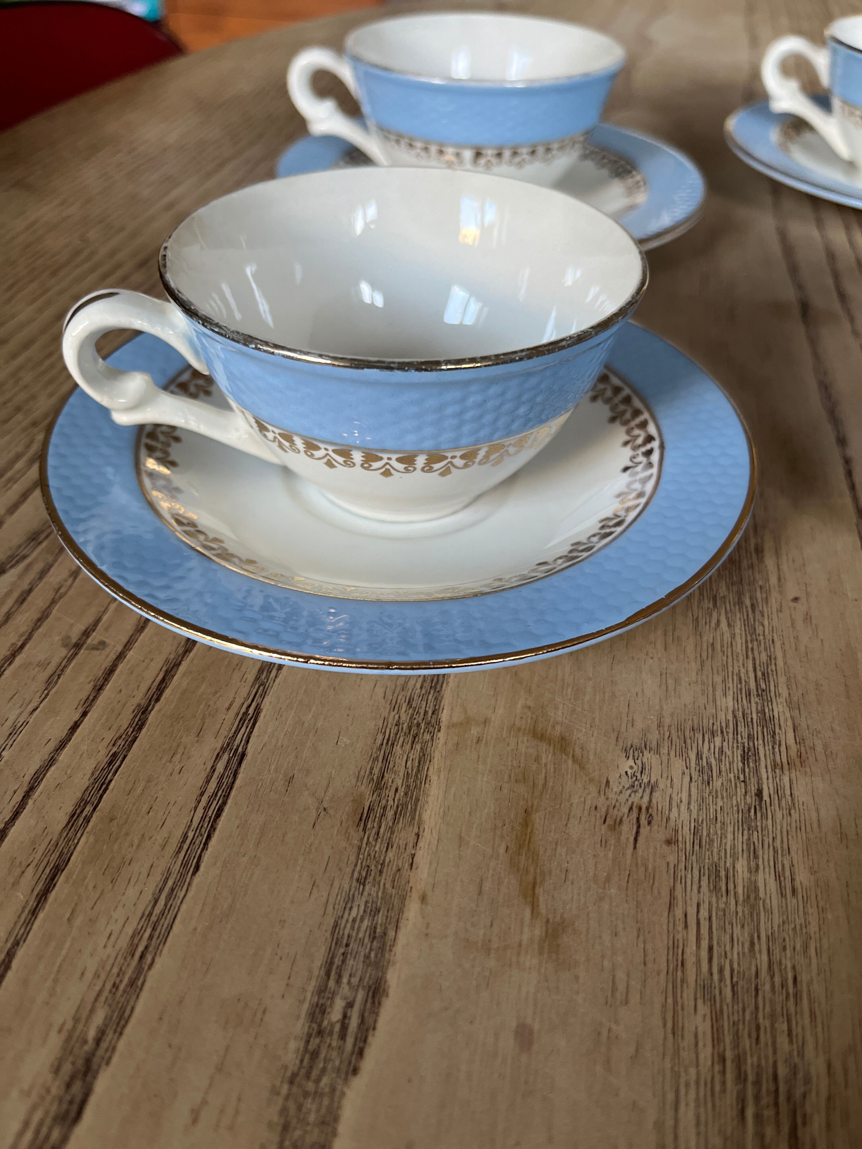 Blue earthenware coffee set