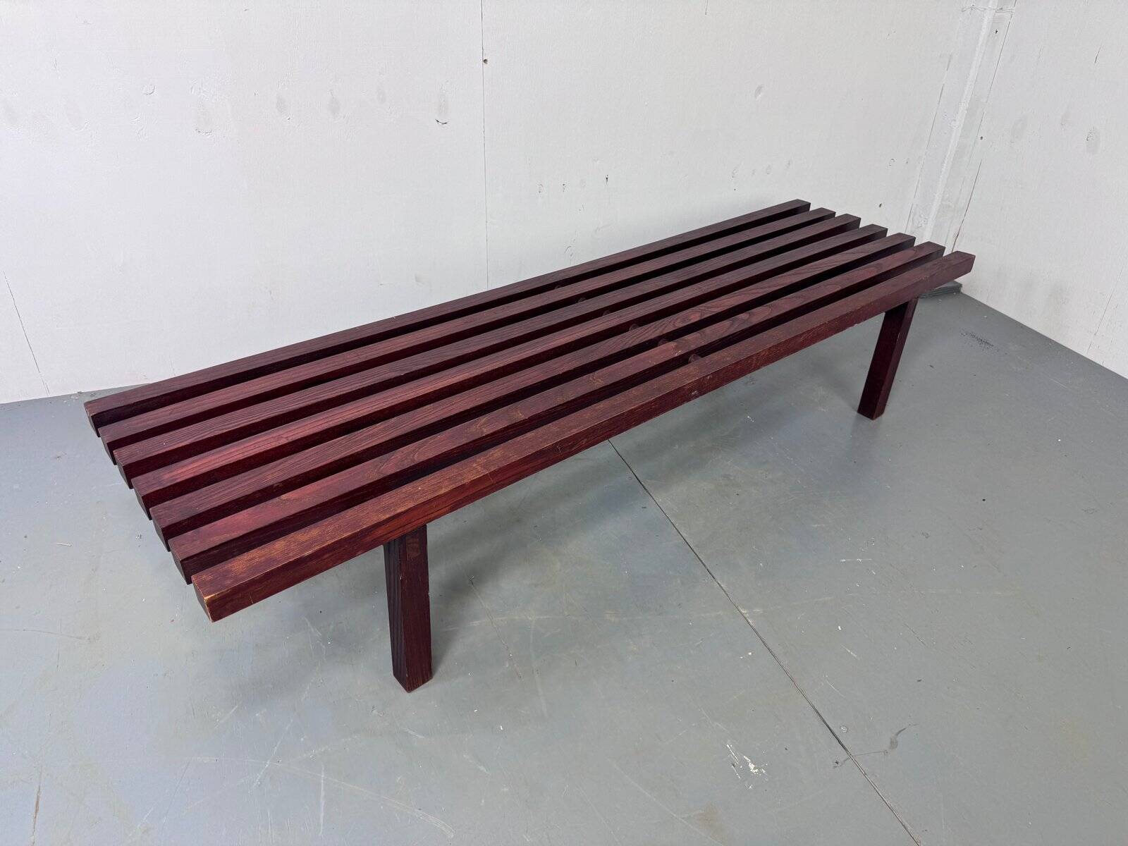 Mid-century modernist wooden wenge slat bench coffee table by Gijs Bakker for Castelijn, 1970s